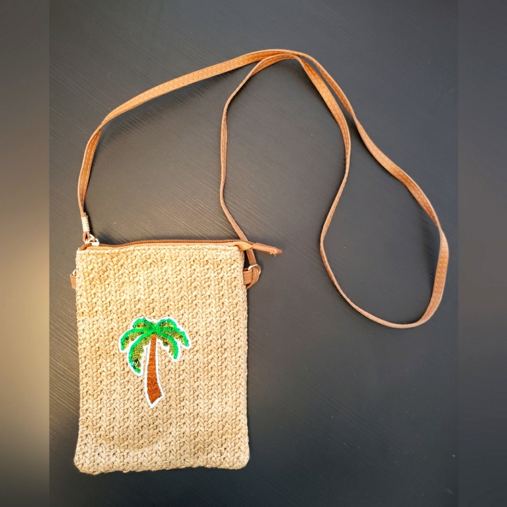 New Summer Crossbody Bag with Sequin Palm Tree Design